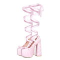 High Heel Lace-up Water Platform Women's Chunky Heels