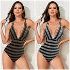 Striped One-piece Bikini Women's Swimsuit