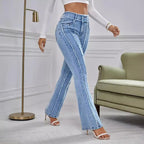 New Slightly Flared Wadding Edge Jeans For Women