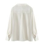 Autumn New Elegant Striped Patch Pocket Shirt Top For Women