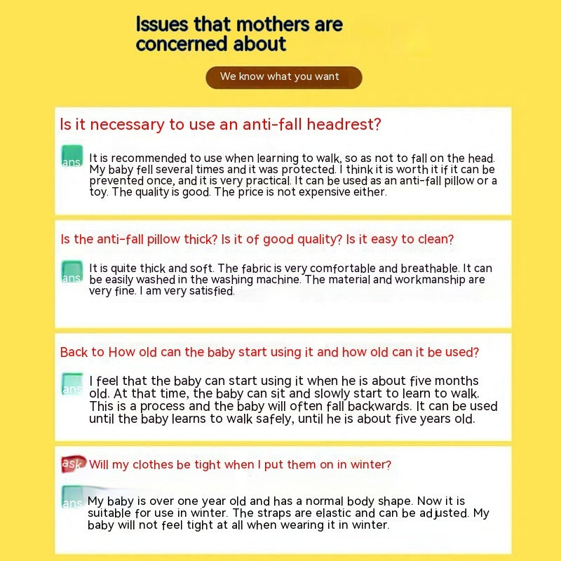 Baby Drop-resistant Head Protection Pad Baby Pillow Headgear Protection