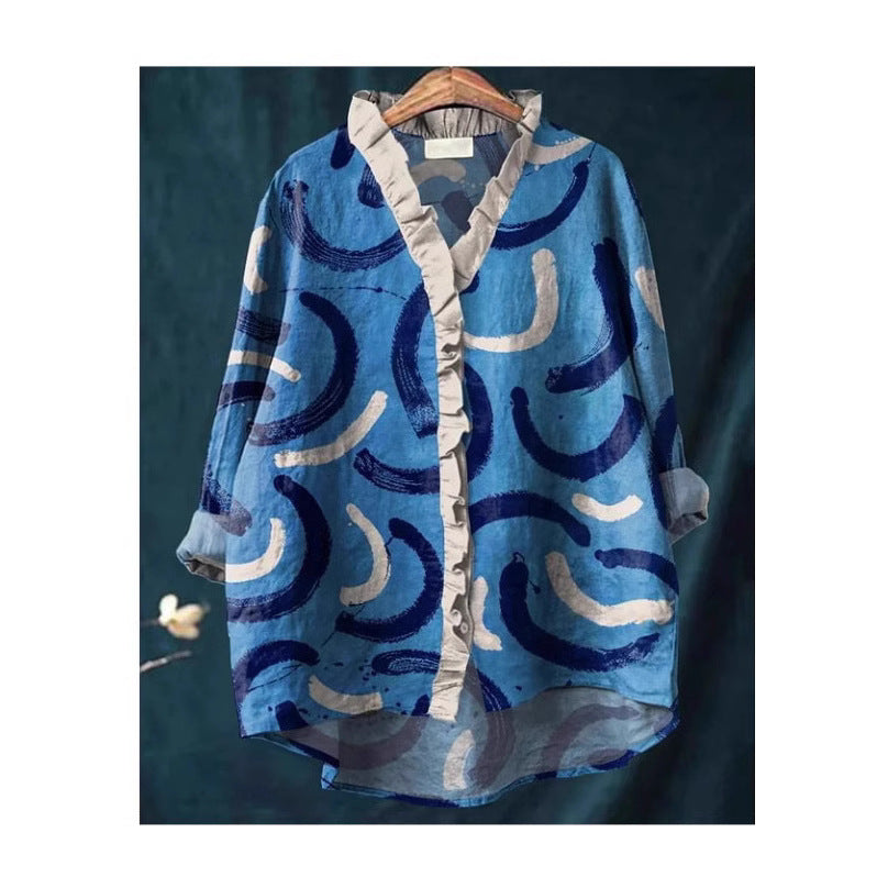 Loose Print Crew Neck Casual Plus Size Women's T-shirt