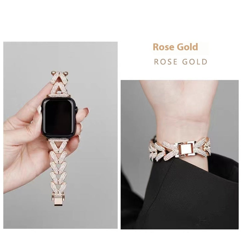 V-shaped Metal Diamond-embedded Exquisite Strap