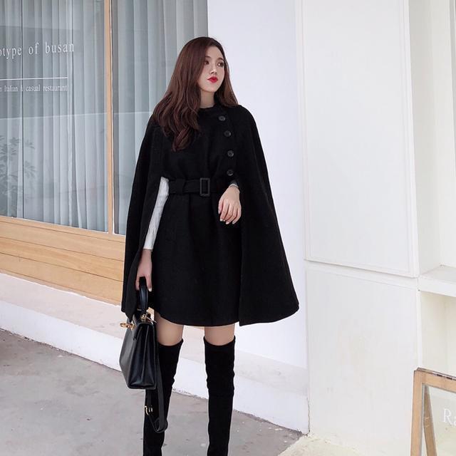 French Socialite Temperament Cape Shawl Woolen Coat