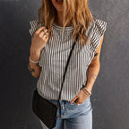 Shiying Ruffled Sleeveless Outer Wear Women's Top Slim Pullover Vest