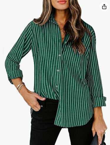 European And American Trendy Shirt Striped Pattern Printed 3D Shirt
