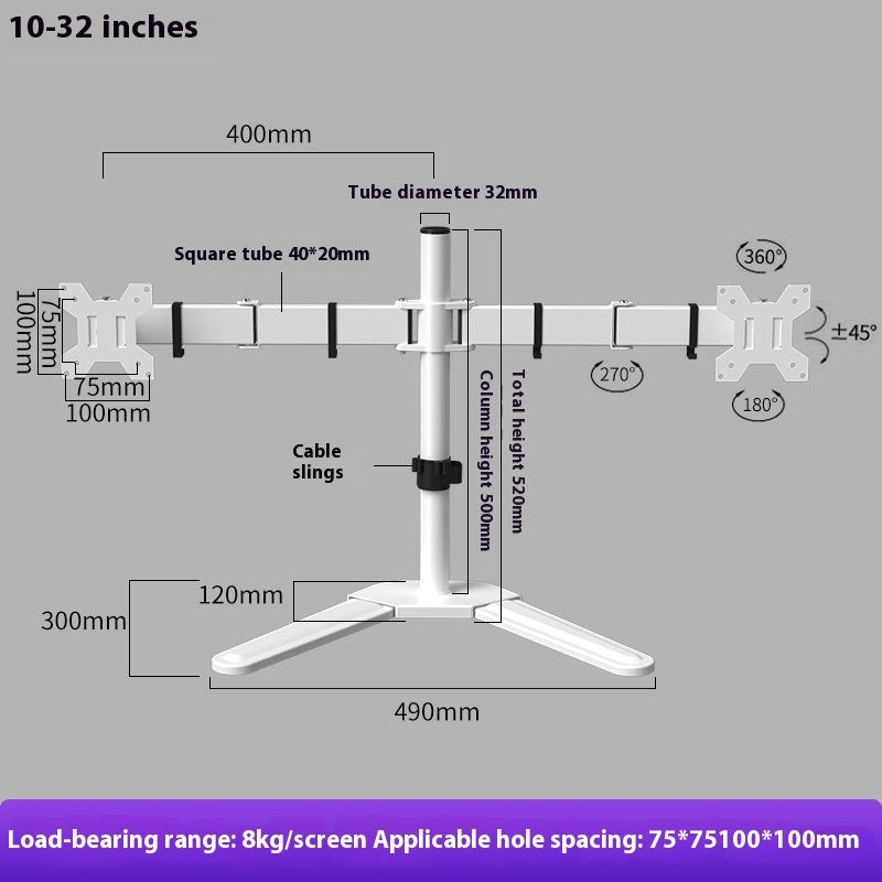 Dual-screen Display Horizontal And Vertical Screen Rotating Riser Base Bracket