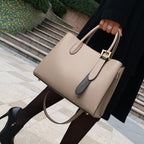 Niche Contrast Color One Shoulder Western Style Portable Female Genuine Leather Bag