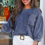 European And American Fashion Pocket Design Pullover Top