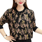 Loose Slimming Fashionable All-match Round Neck Long Sleeve Knitted Top