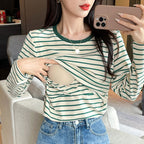 Striped Nursing Shirt Spring And Autumn Long Sleeve Nursing Clothes