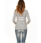 Multifunctional Maternity T-shirt Striped Long Sleeve Nursing Wear