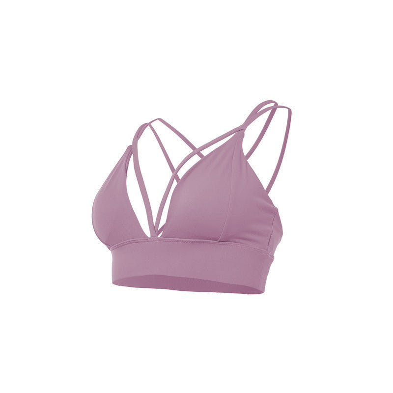 Sports Underwear Bra Gathered Yoga Vest Fitness Sexy Deep V-neck Bra