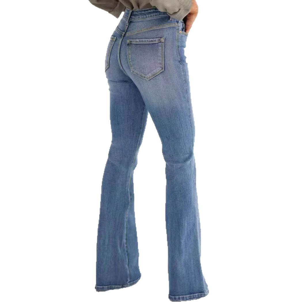 Fashion Slim Stretch High-waisted Boot-cut Pants Jeans