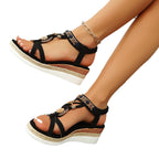 Open Toe Plus Size Thick Bottom Wedge Sandals