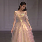 New Mesh Slimming Annual Party Banquet Host Mermaid Off-shoulder Evening Dress For Women