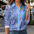 Vintage Floral Pattern Long Sleeve Women's Shirt