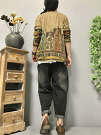 Retro Literary Ethnic Style Painted Ladies Jeans