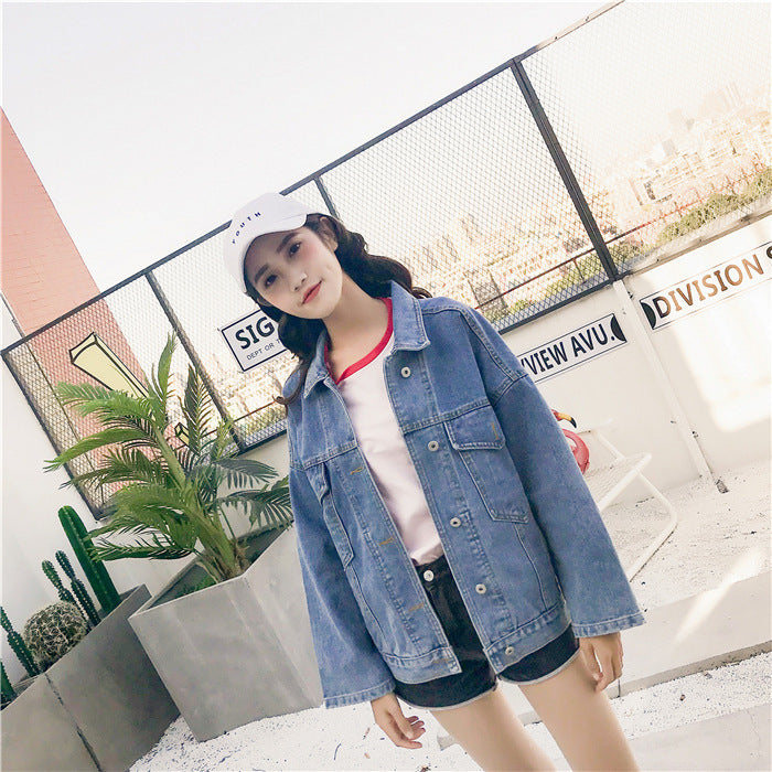 Retro All-match Loose Patch Denim Jacket