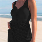 Korean Version Of Solid Color Lace One-piece Swimsuit